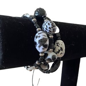 Chico's Black and White Mixed Bead Bracelet